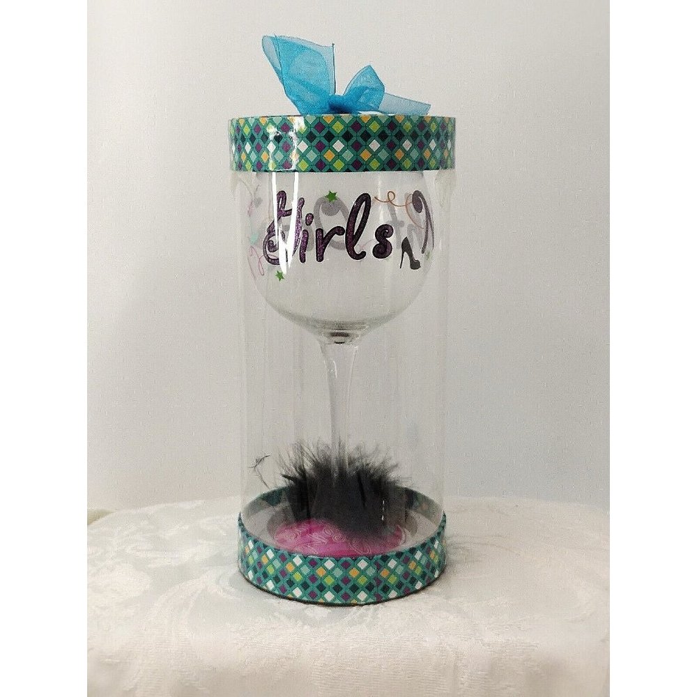 Minx Collectors Wine Glass Girl's Night Out 9" W/Clear Case New
